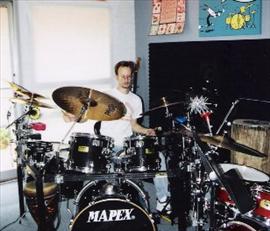 Raleigh, NC Percussionist N. Andrew Munger at his drumset