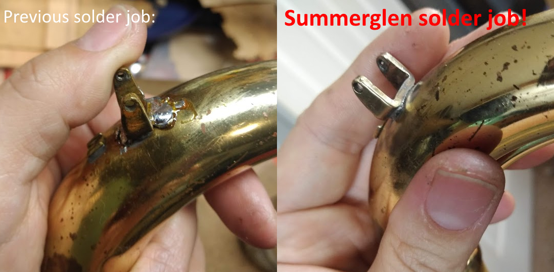 Messy old solder joint vs clean new solder joint